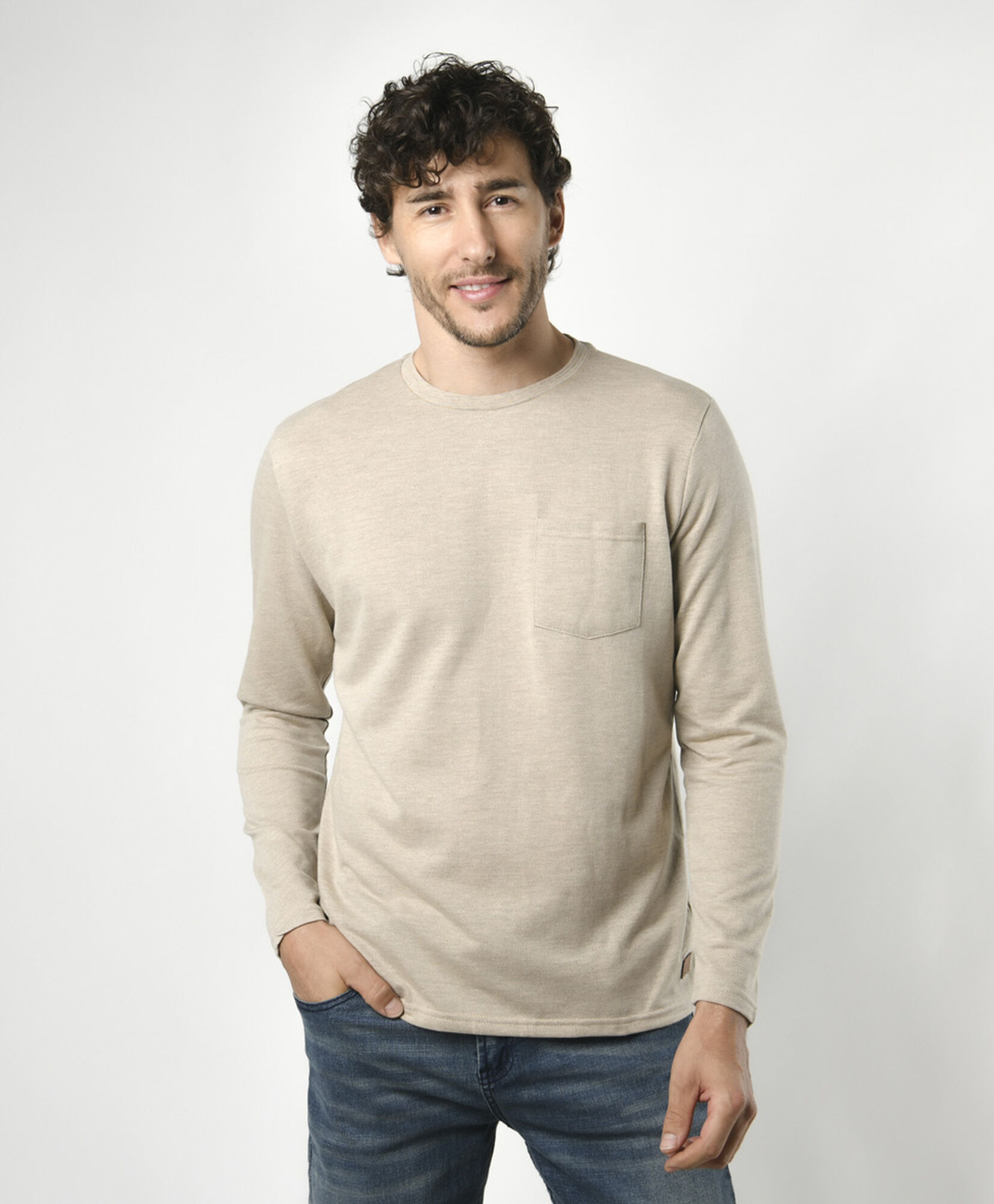 Polera hombre básica beige Polera hombre básica beige