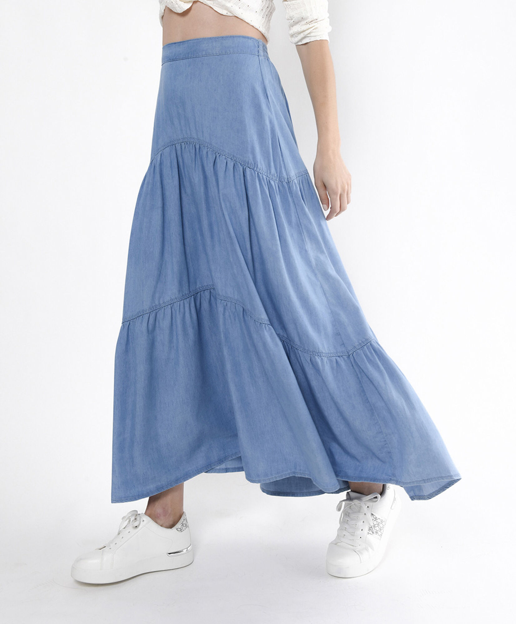 Falda larga mujer denim pisos Falda larga mujer denim pisos