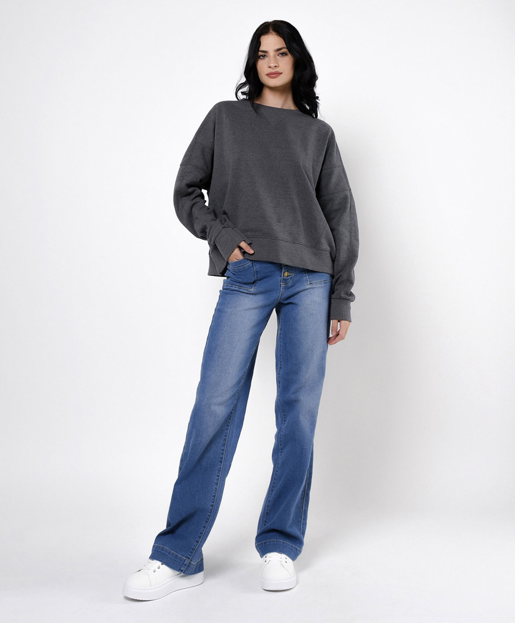 Jeans mujer bolsillo cuadrado wide Jeans mujer bolsillo cuadrado wide