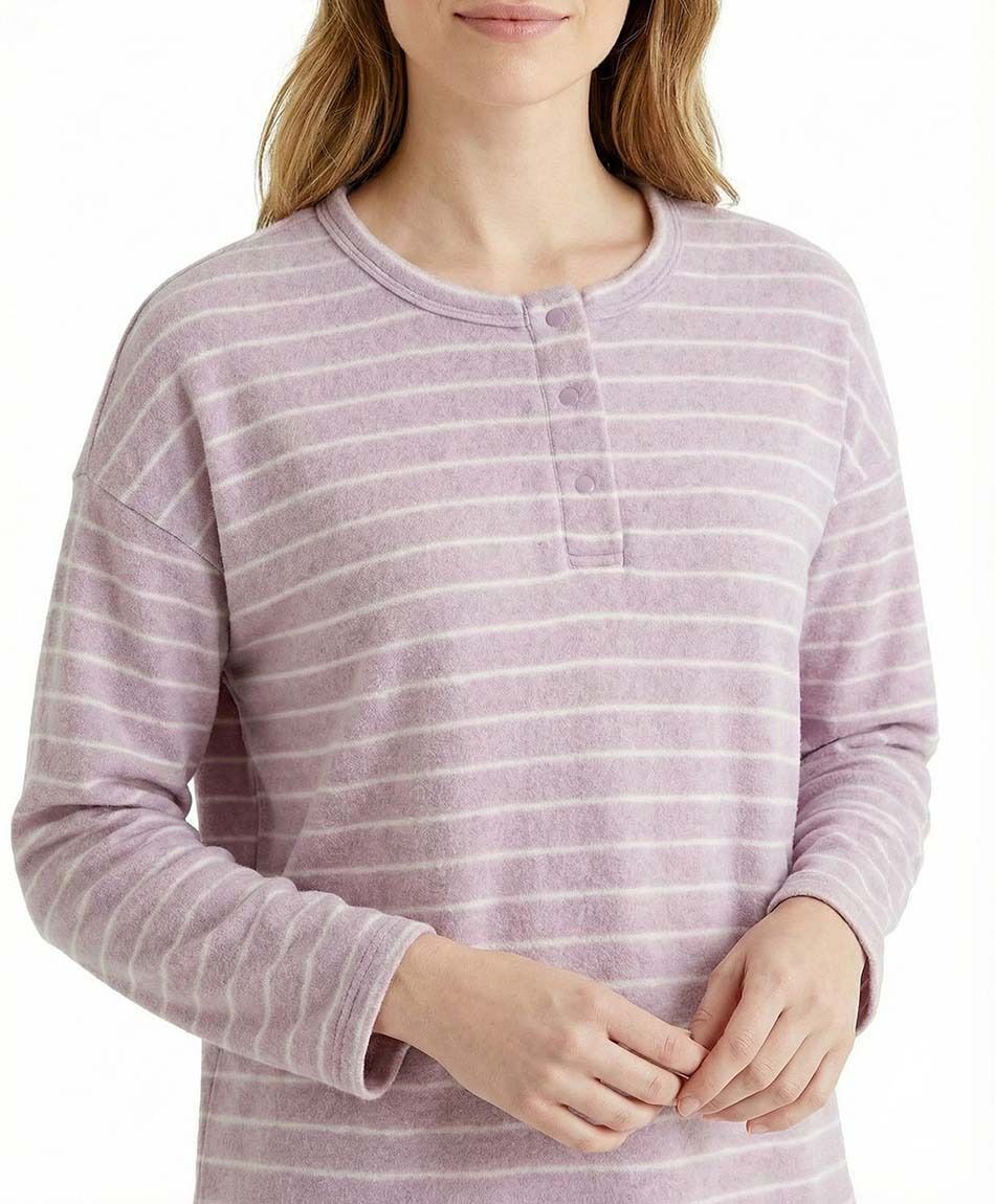 Pijama mujer micropolar botones rayas