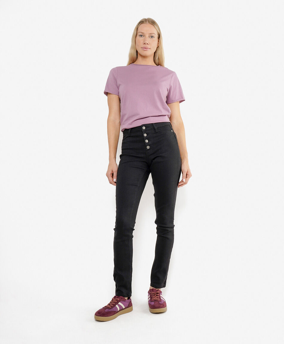 Jeans mujer liso botones skinny fit
