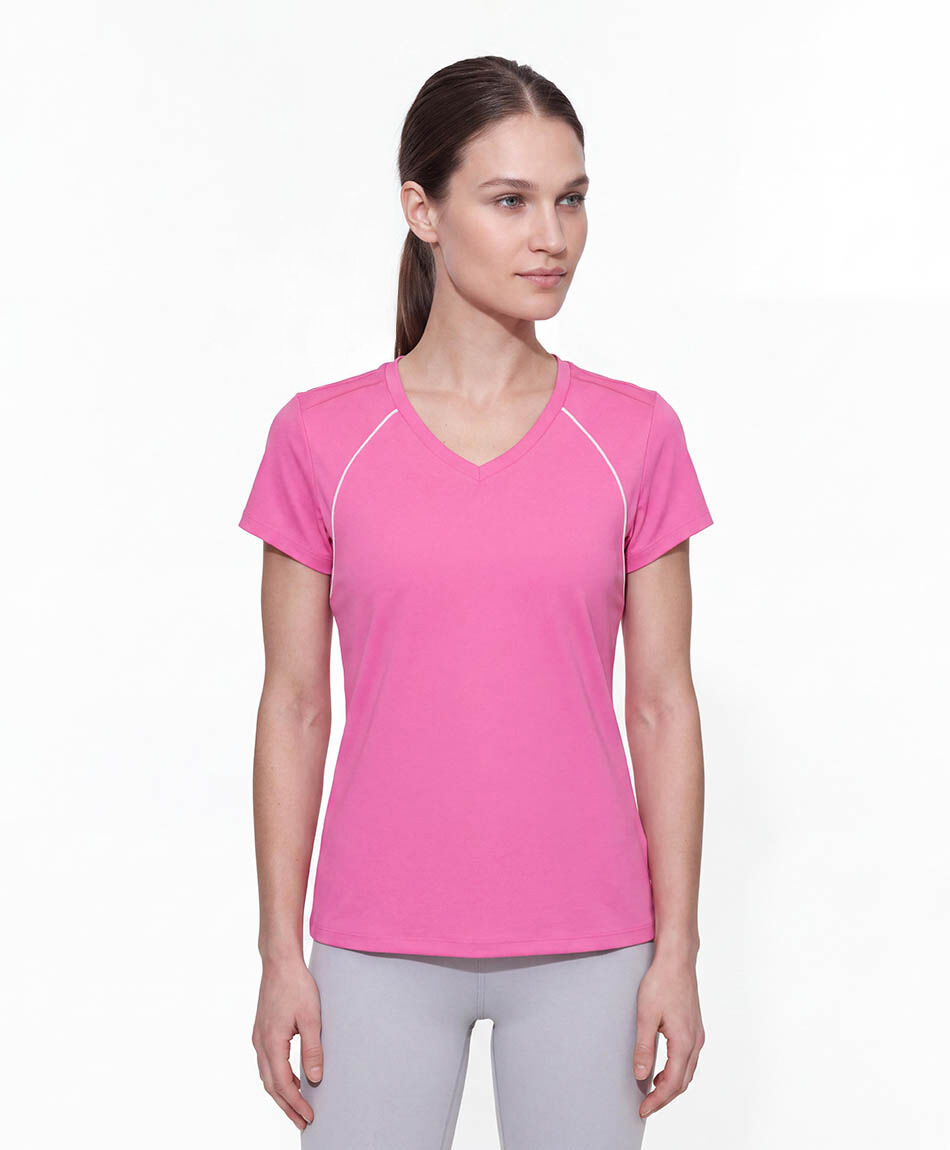 Polera deportiva mujer lisa pipping rosada