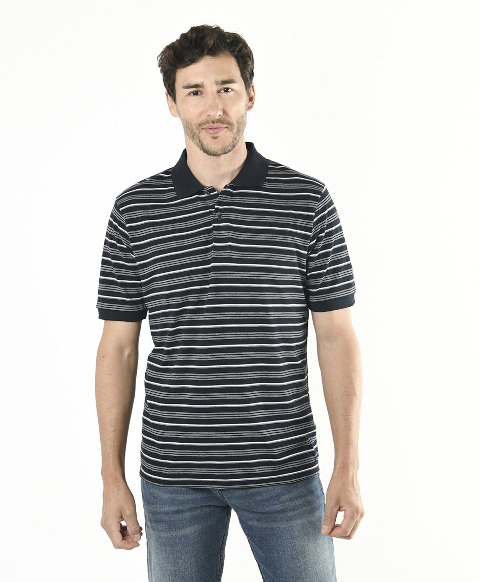 Polera hombre rayas cuello piqué Polera hombre rayas cuello piqué