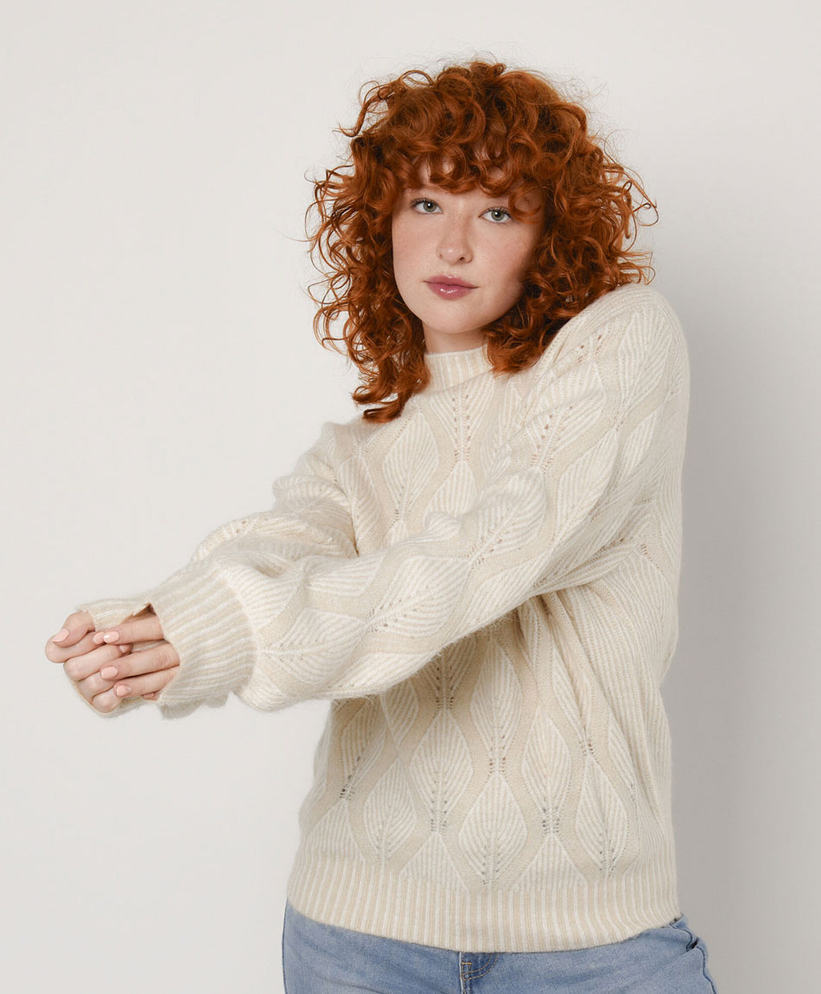 Sweater mujer jacquard hojas Sweater mujer jacquard hojas