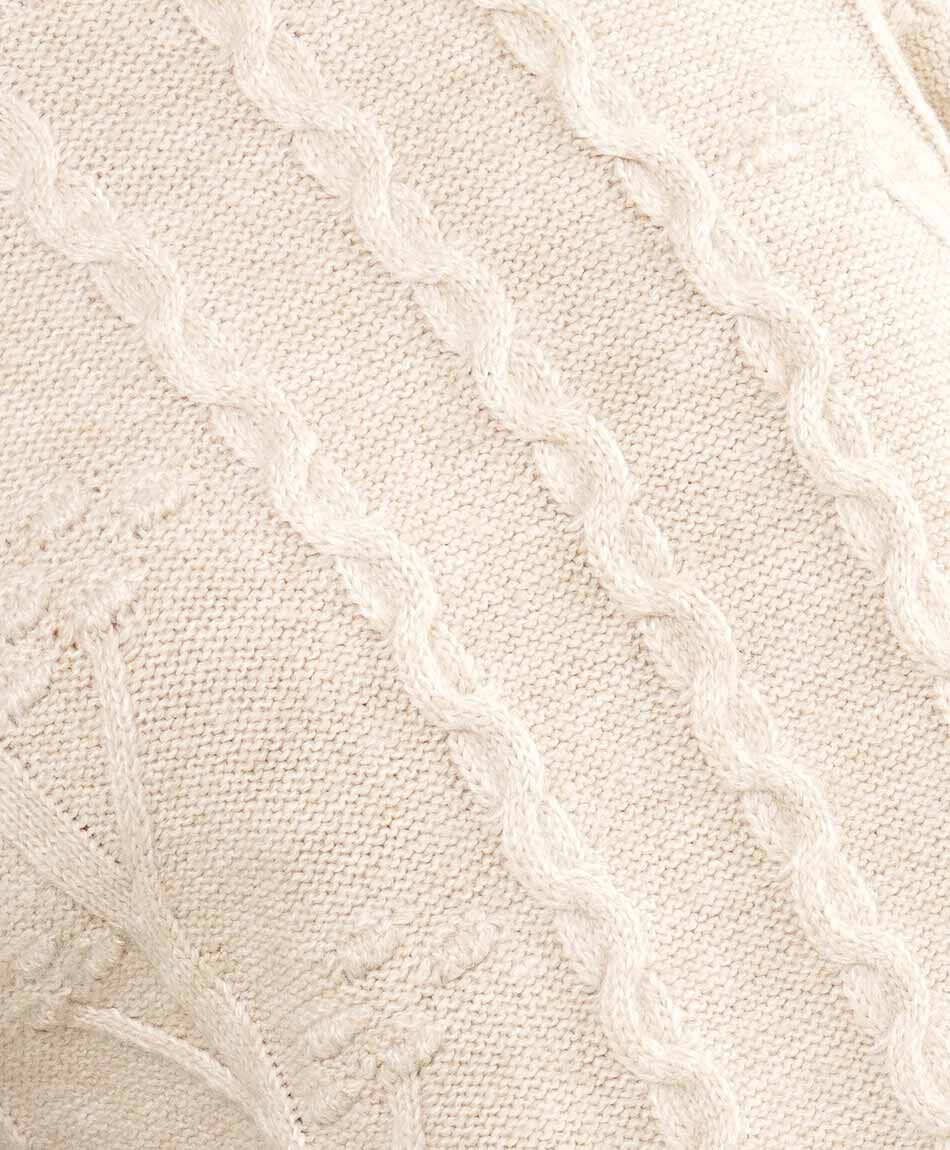 Sweater mujer bordado trenzado beige