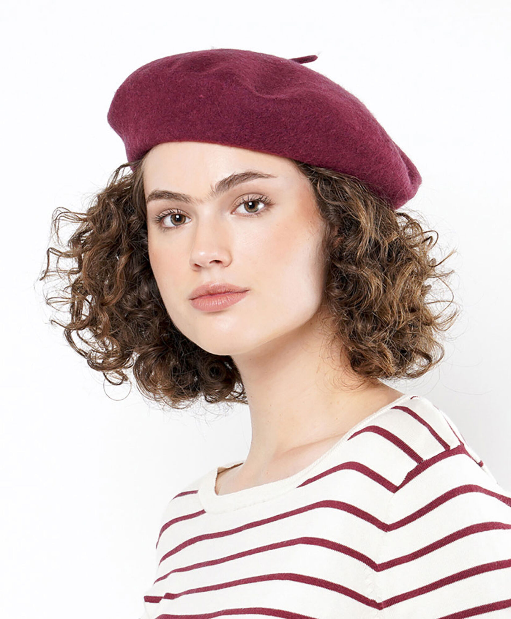 Boina mujer lisa roja oscura TRICOT - Main Image