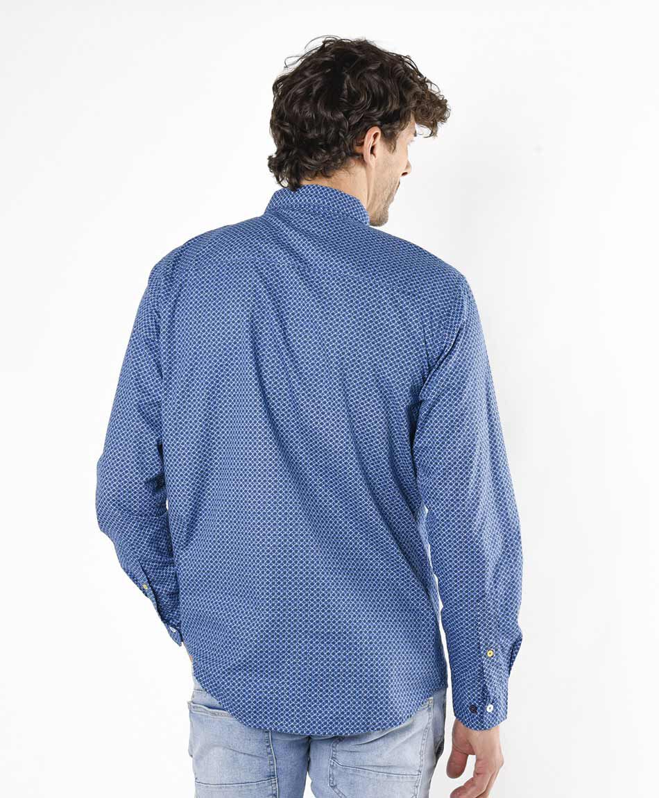 Camisa hombre print azul