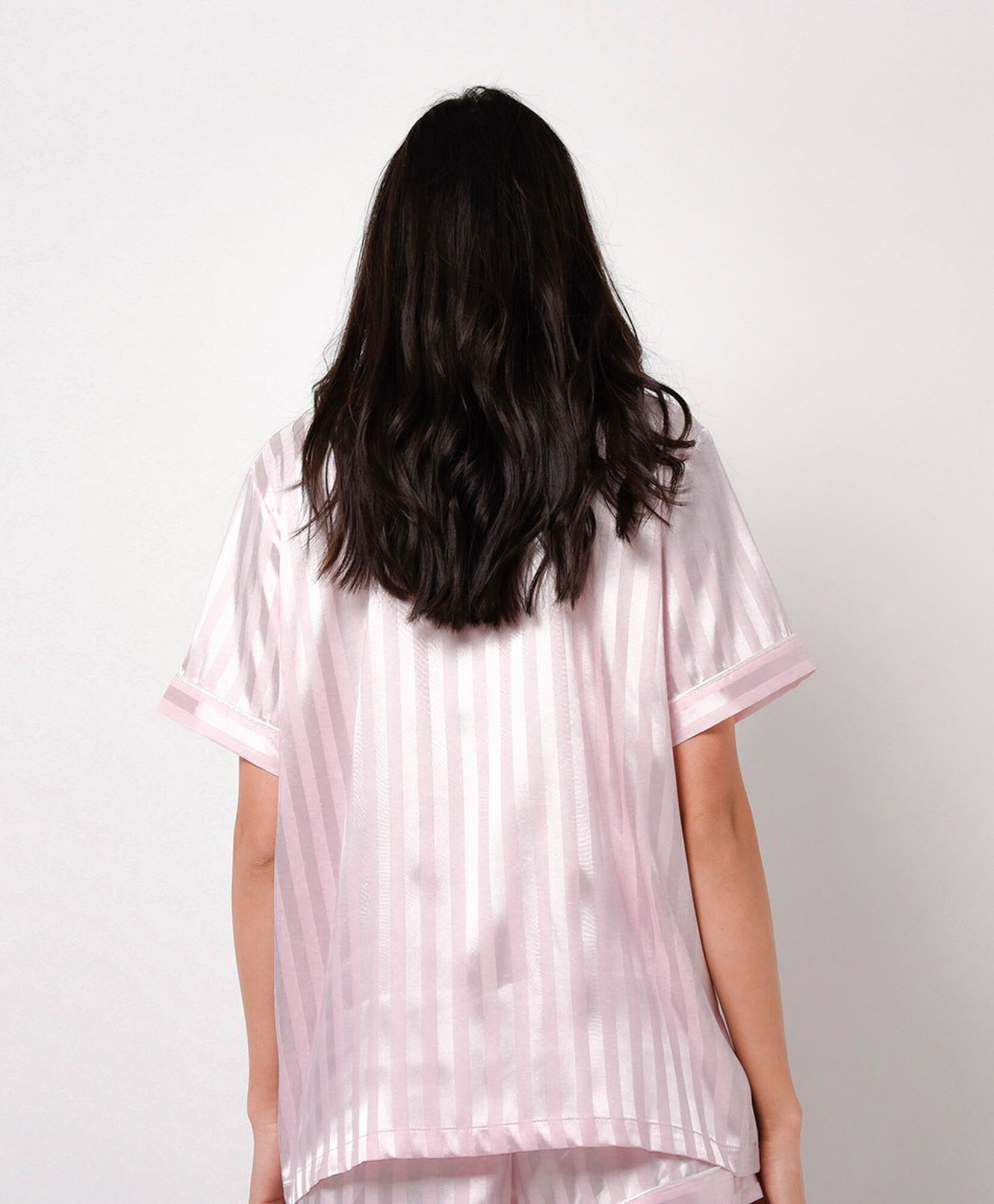 Pijama mujer camisero líneas estilo satín Pijama mujer camisero líneas estilo satín