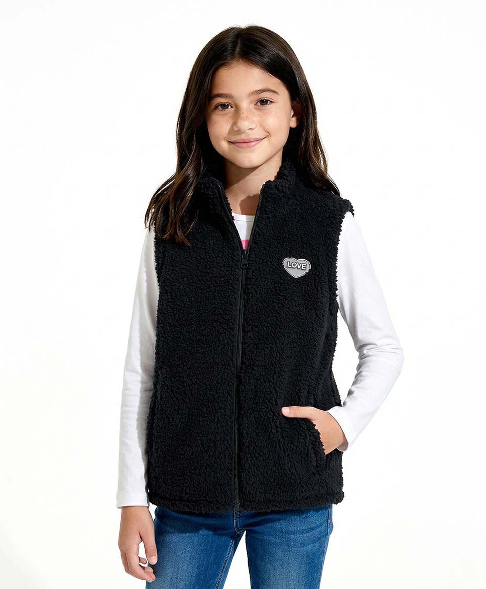 Poler&oacute;n ni&ntilde;a vest chiporro negro