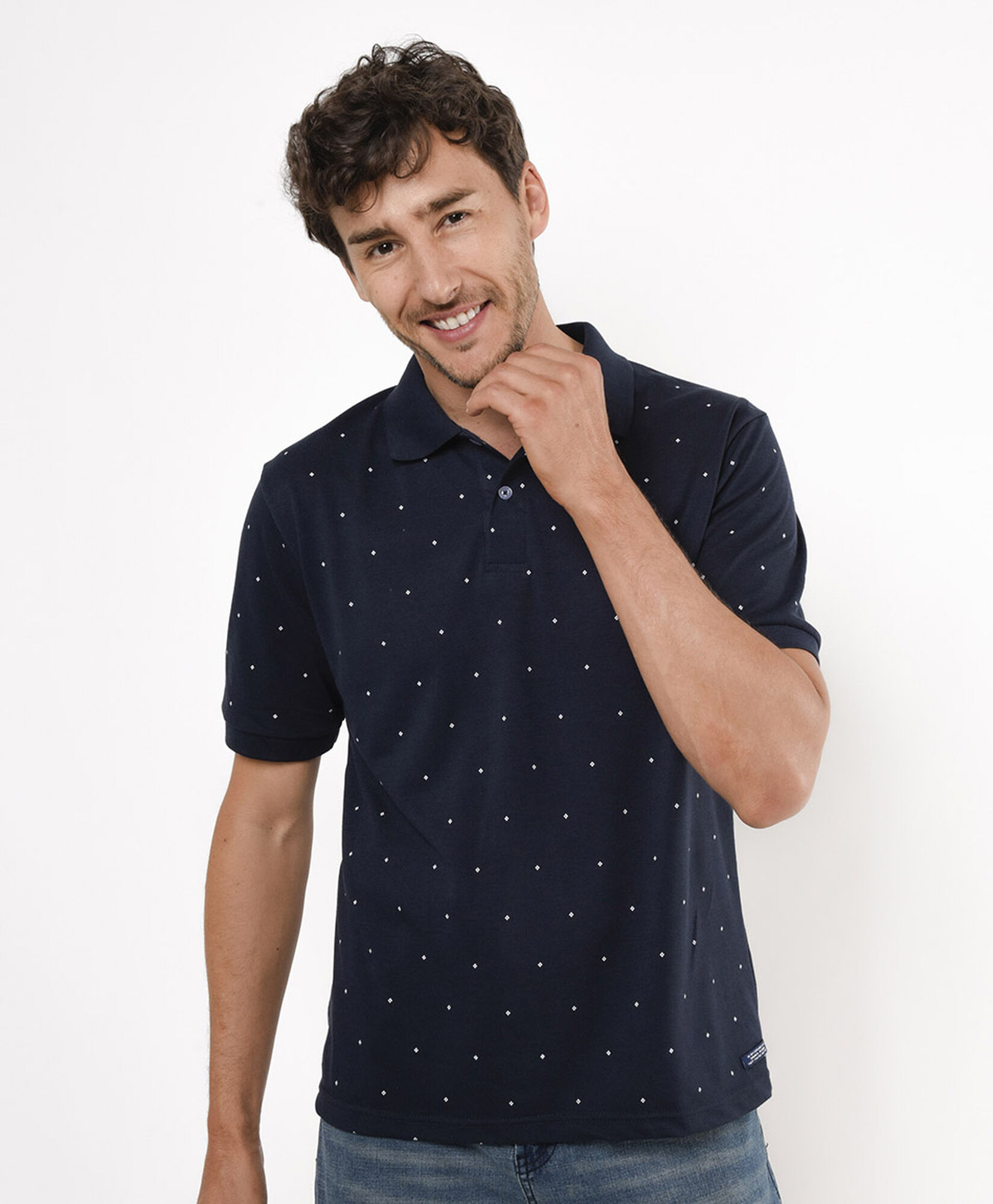Polera hombre puntos cuello piqué Polera hombre puntos cuello piqué
