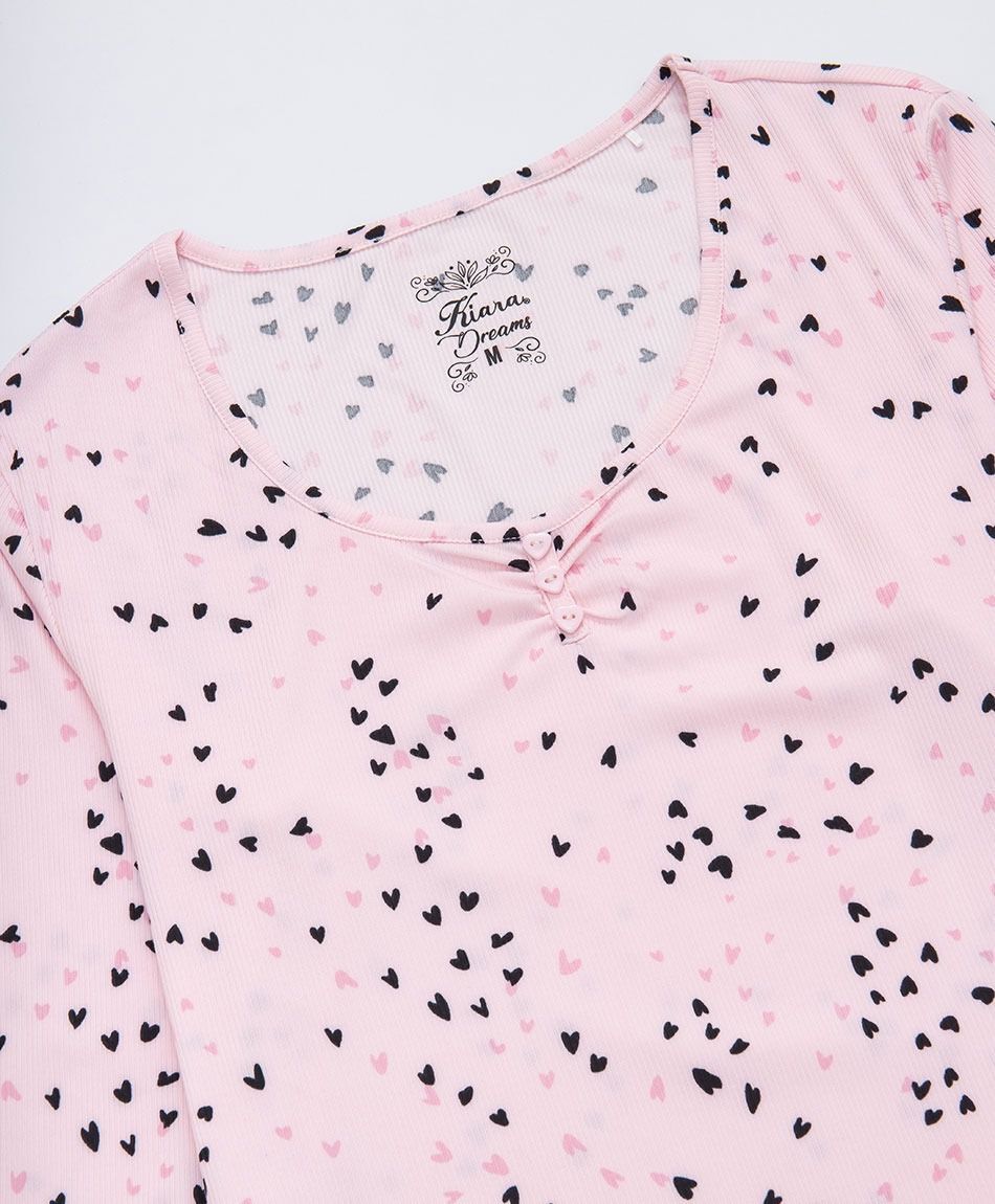Pijama mujer corazones acanalado