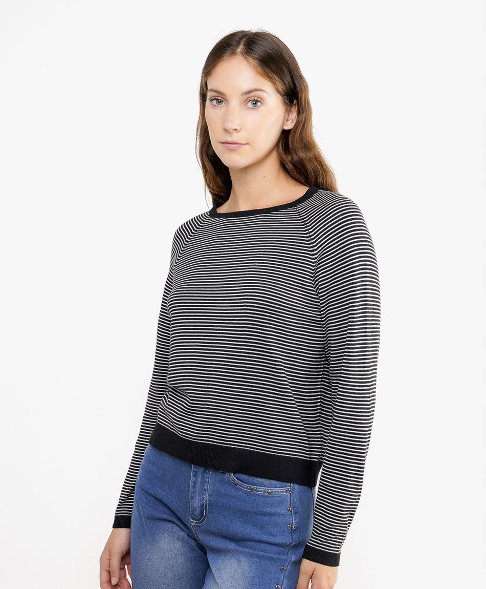 Sweater mujer cuello redondo lineas