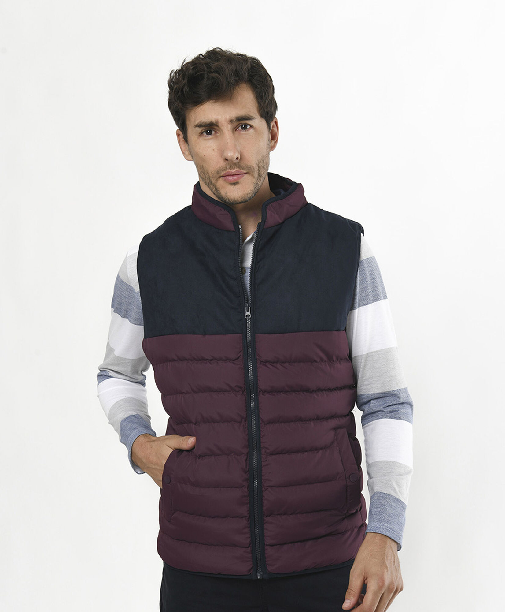 Parka hombre acolchada mix sin mangas Parka hombre acolchada mix sin mangas