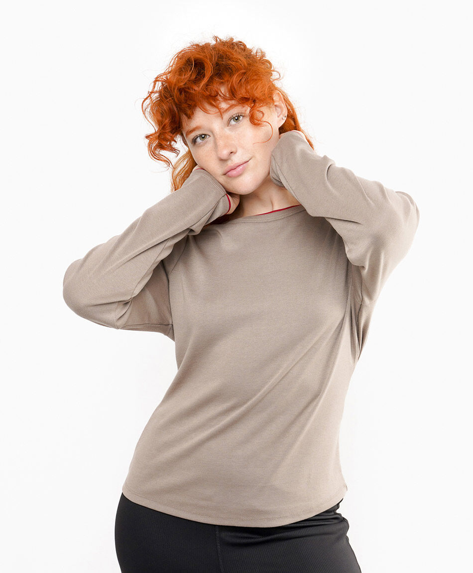 Polera mujer lisa b&aacute;sica beige
