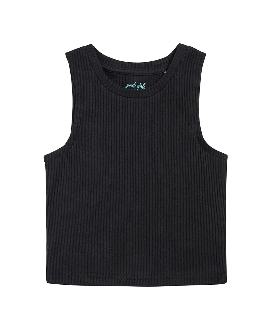 Polera ni&ntilde;a negra sin mangas
