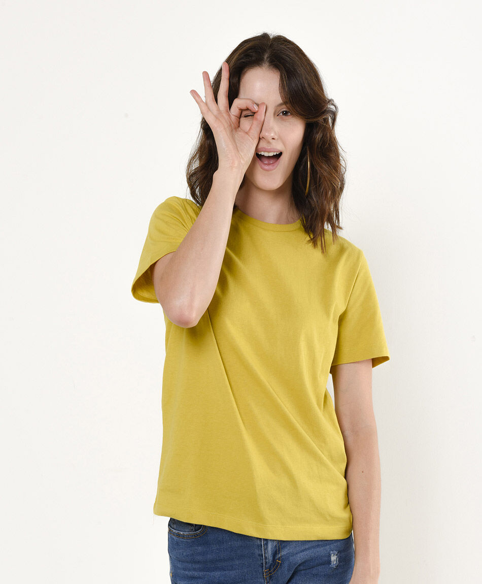 Polera mujer lisa amarilla