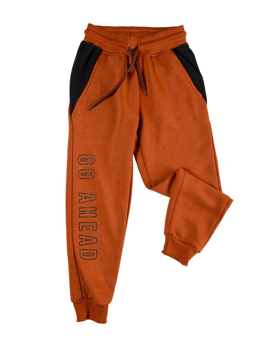 Pantal&oacute;n de buzo ni&ntilde;o bicolor texto