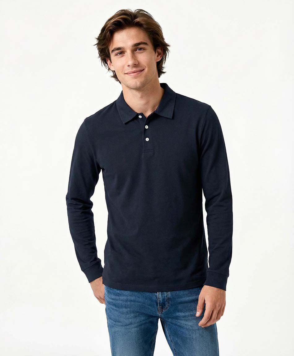 Polera hombre manga larga piqu&eacute;
