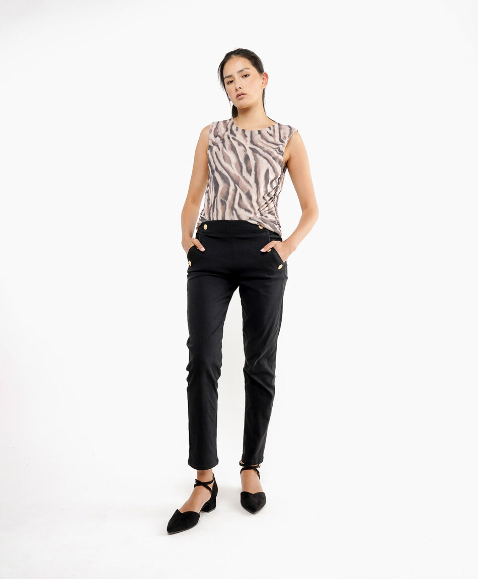 Pantal&oacute;n mujer botones dorados