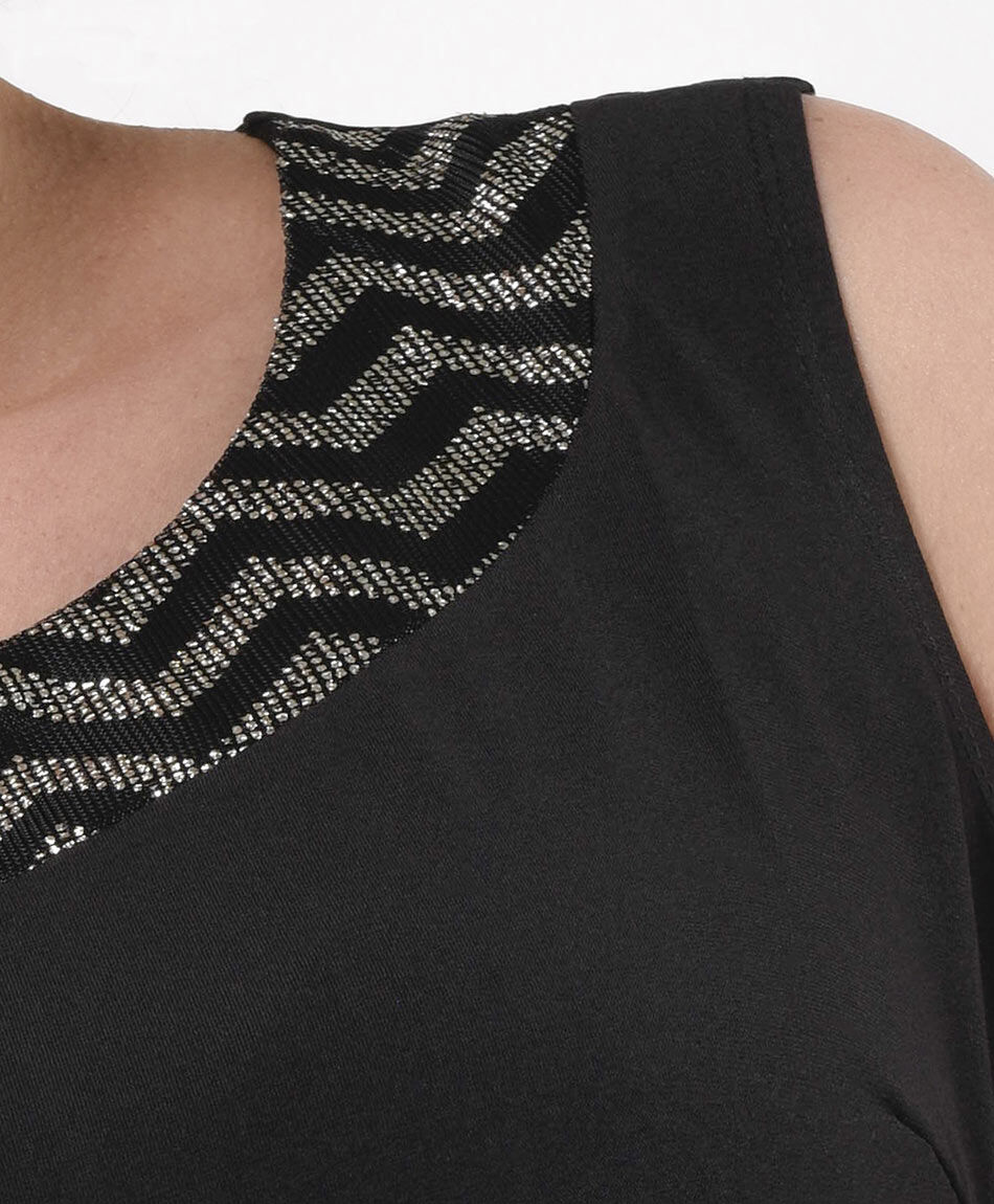 Vestido midi mujer cuello zigzag