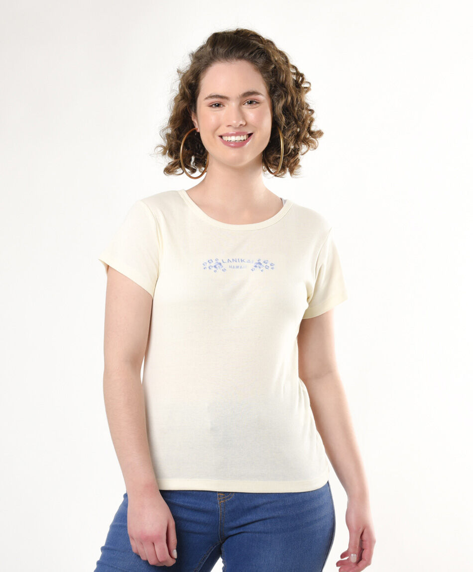 Polera mujer bordado hawaii TRICOT