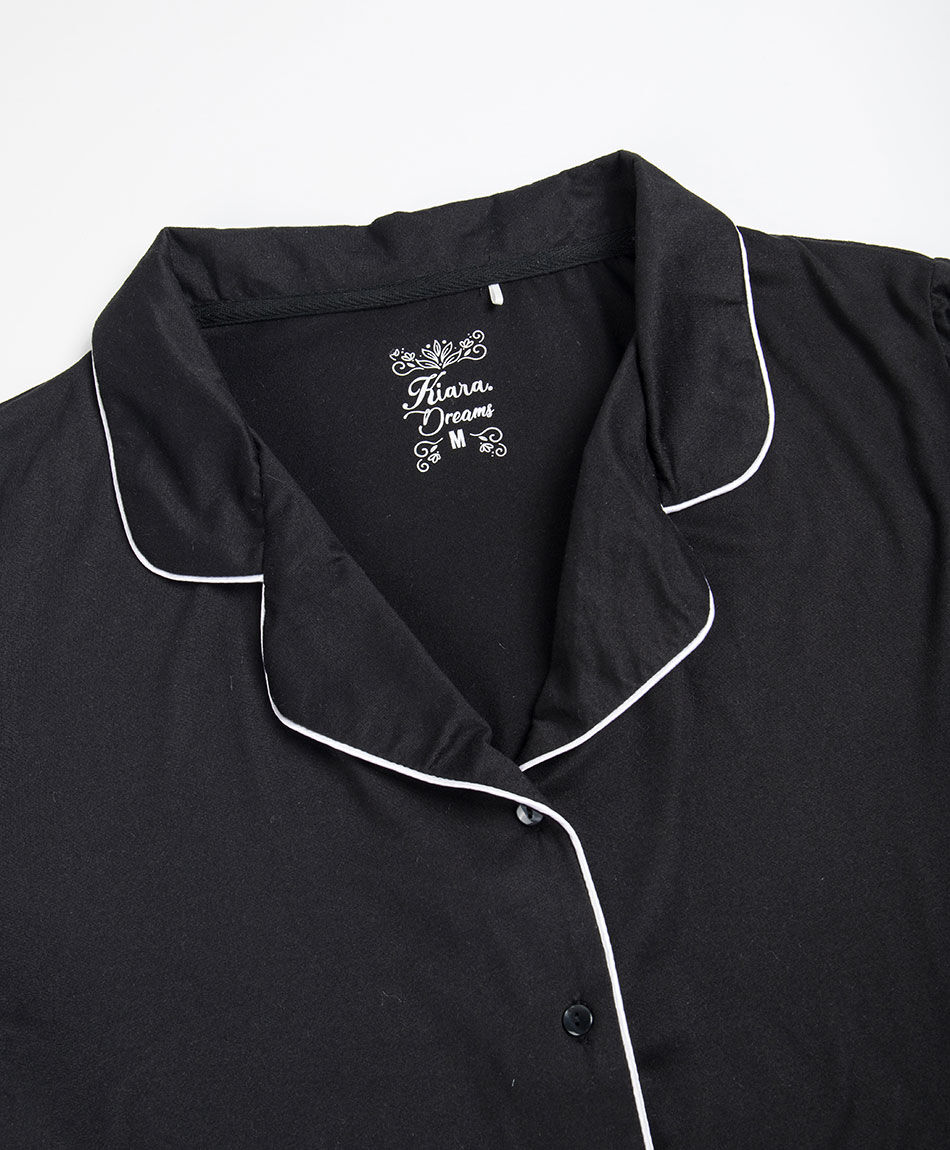 Pijama mujer camisero short black
