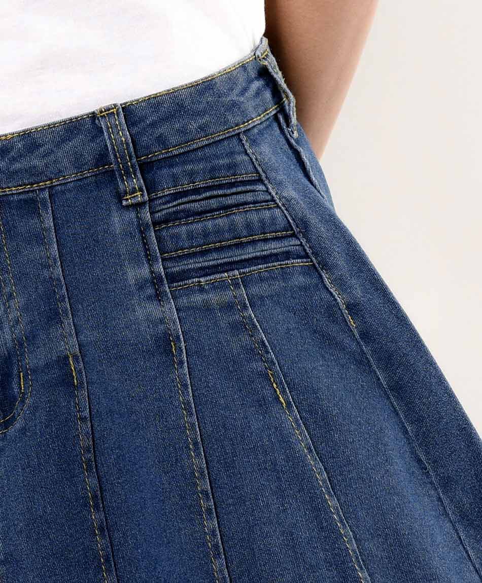 Mini falda mujer denim plisada
