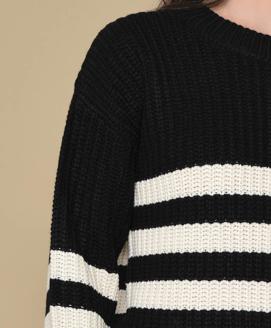 Sweater mujer bicolor l&iacute;neas horizontales oversize