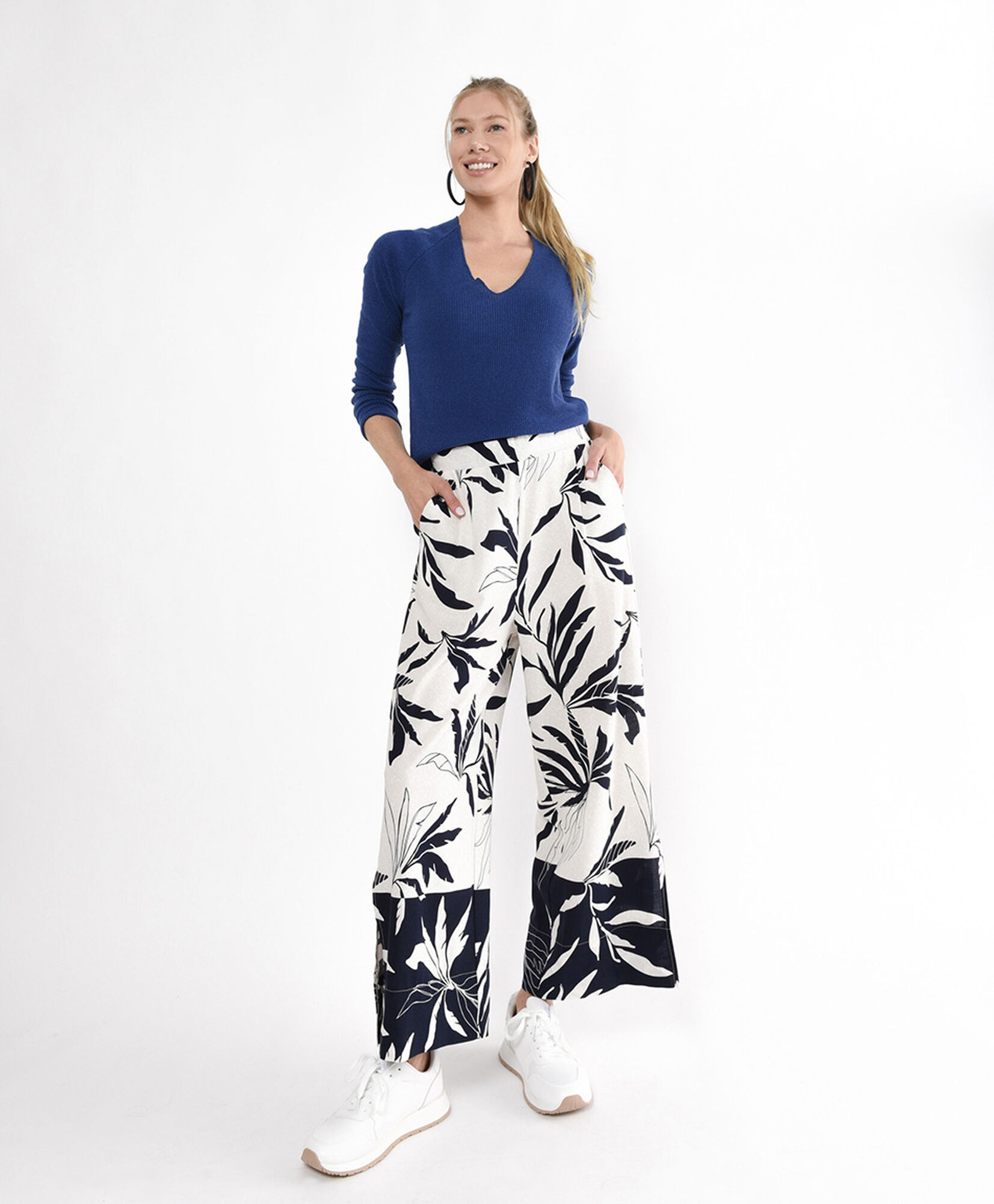 Pantalón mujer hojas wide Pantalón mujer hojas wide