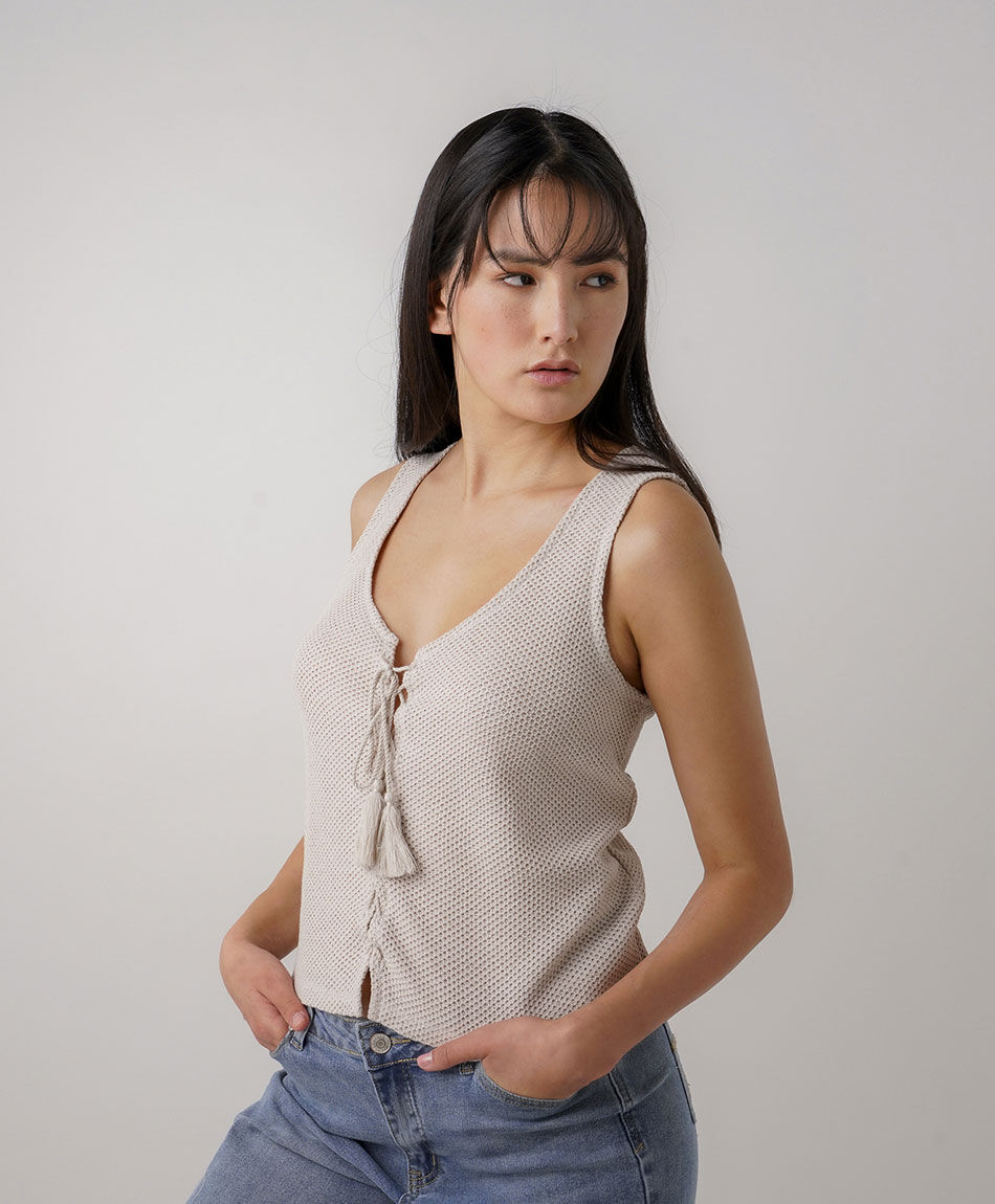 Cardigan mujer estilo vest calado