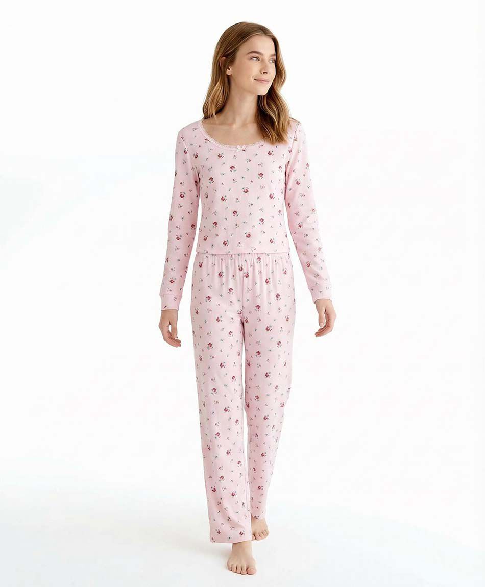 Pijama mujer flores pink