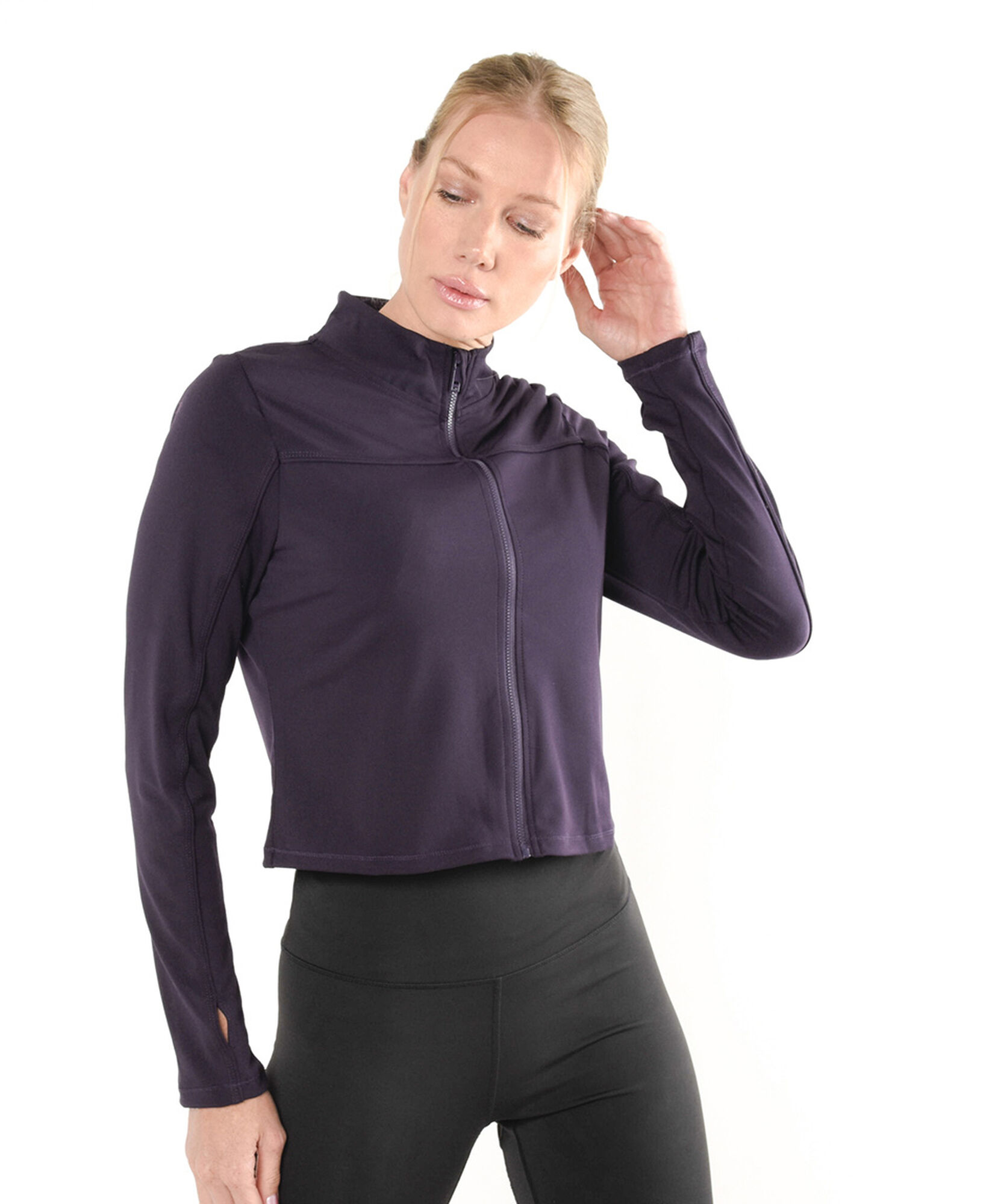 Polerón deportivo mujer crop ajustado Polerón deportivo mujer crop ajustado