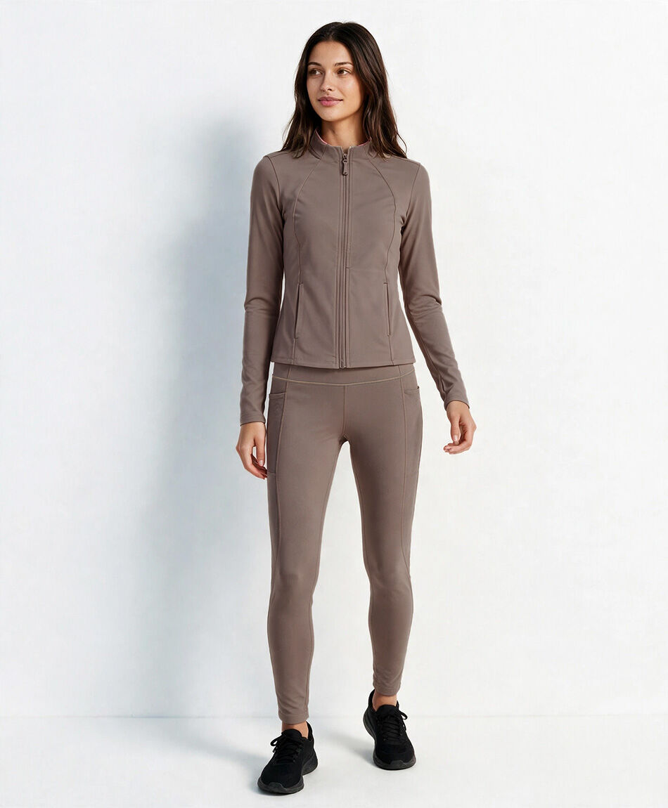 Calza deportiva mujer malla caf&eacute;