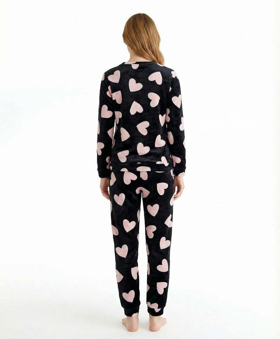 Pijama mujer coral corazones pink