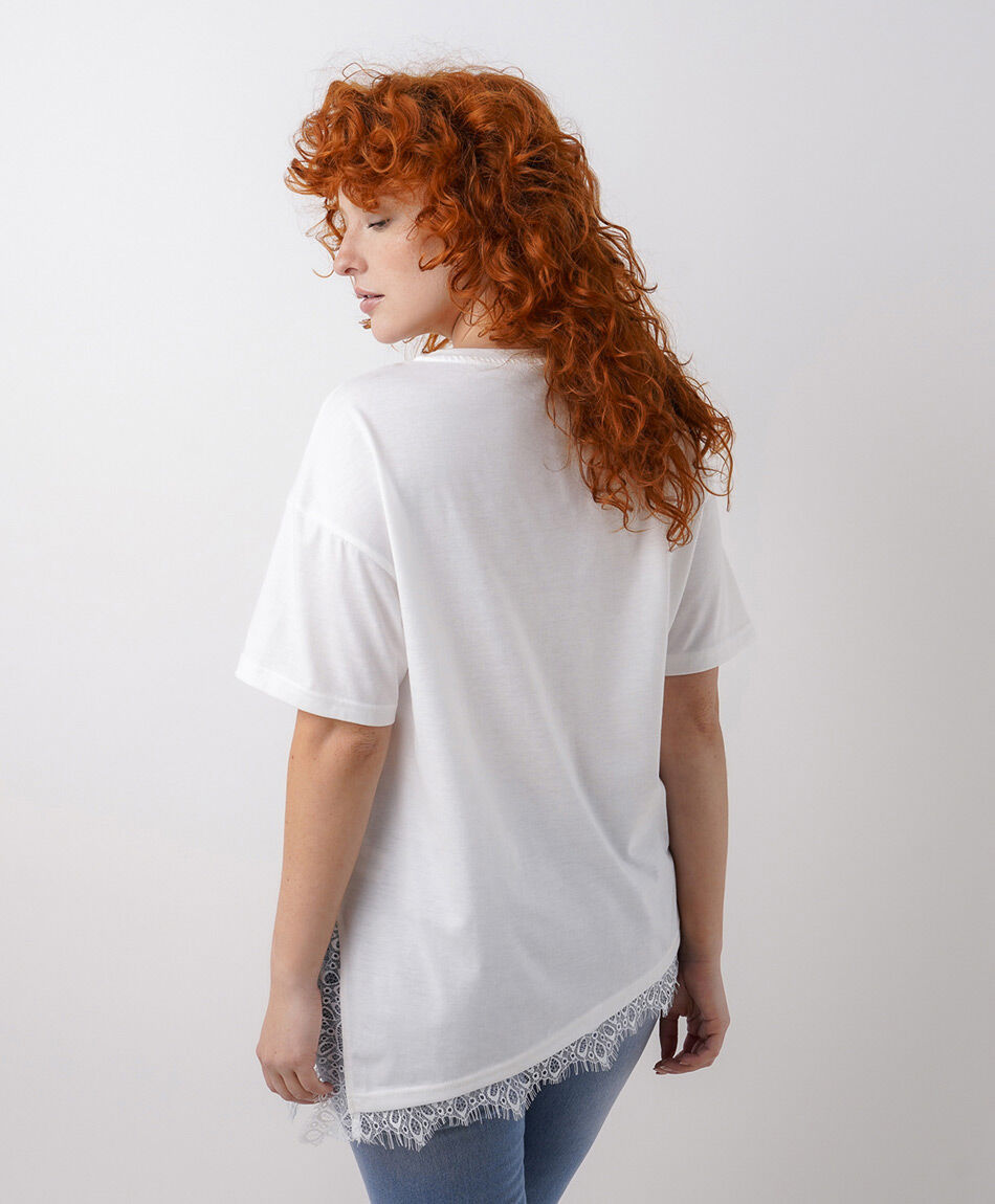 Polera mujer encaje inferior