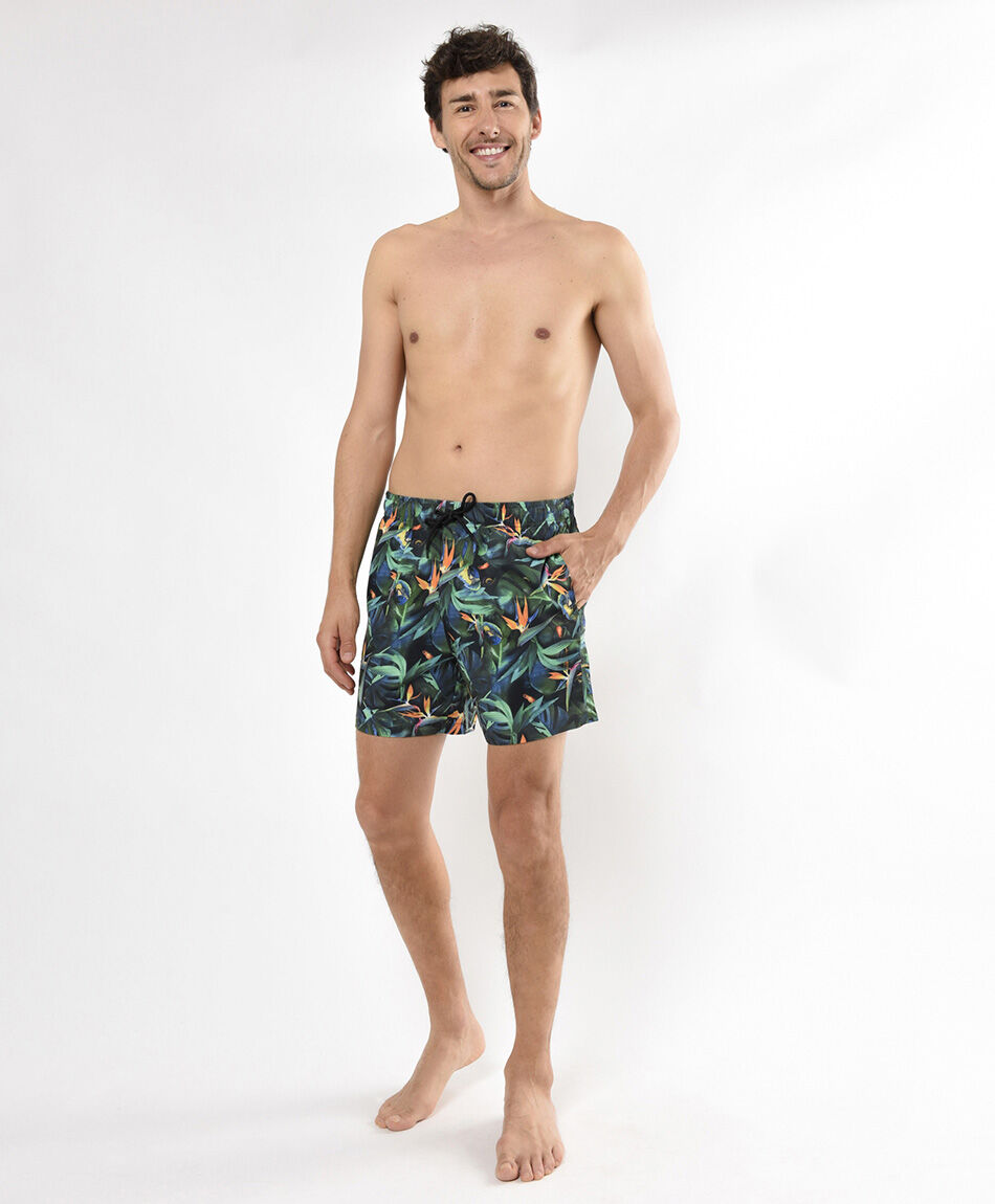 Traje de ba&ntilde;o hombre estampado loro