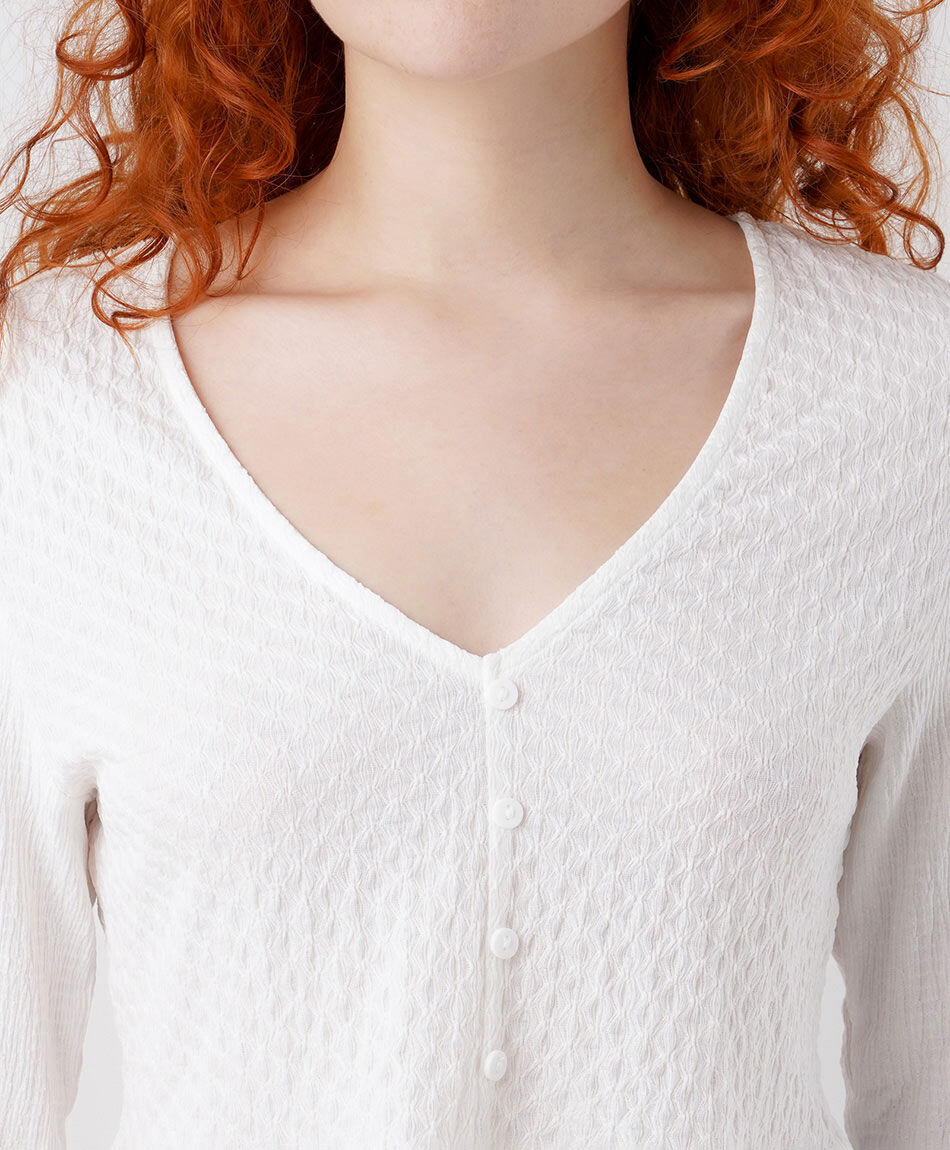 Blusa mujer jacquard botones