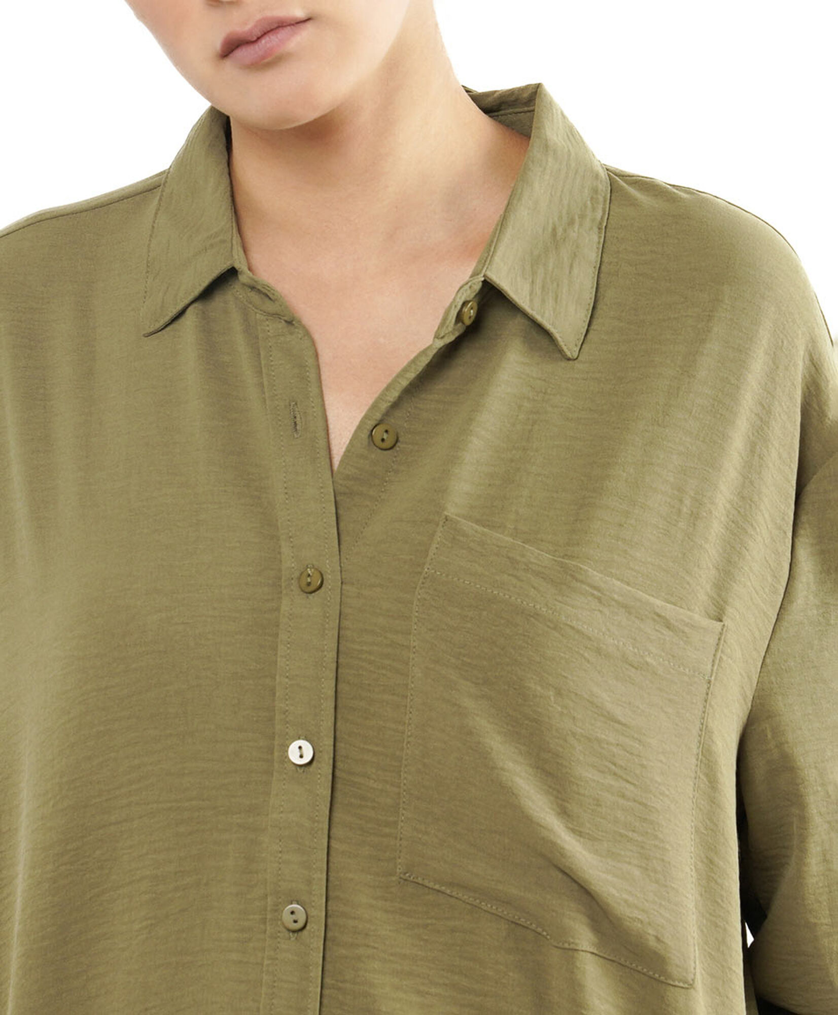 Blusa mujer verde textura bolsillo Blusa mujer verde textura bolsillo