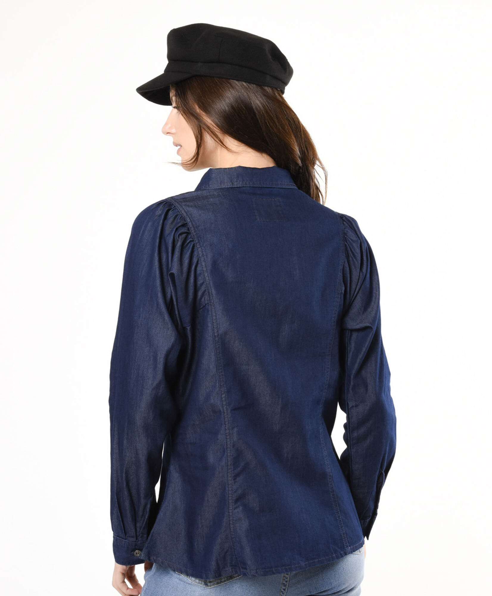 Blusa mujer denim manga recogida Blusa mujer denim manga recogida