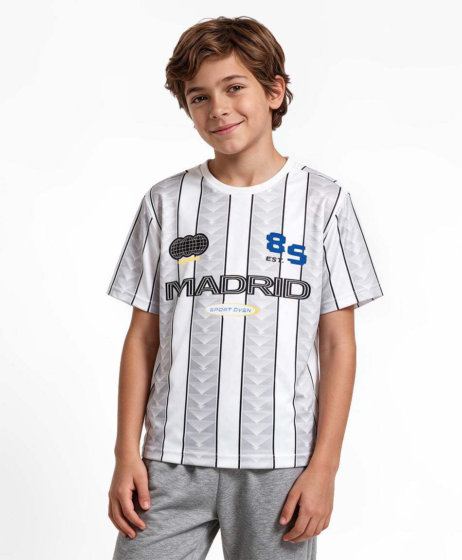Polera ni&ntilde;o f&uacute;tbol madrid