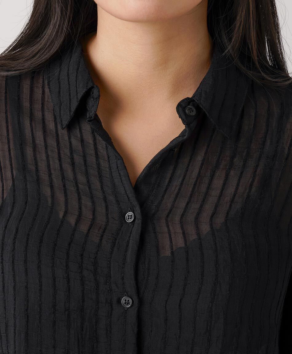 Blusa mujer transl&uacute;cida l&iacute;neas