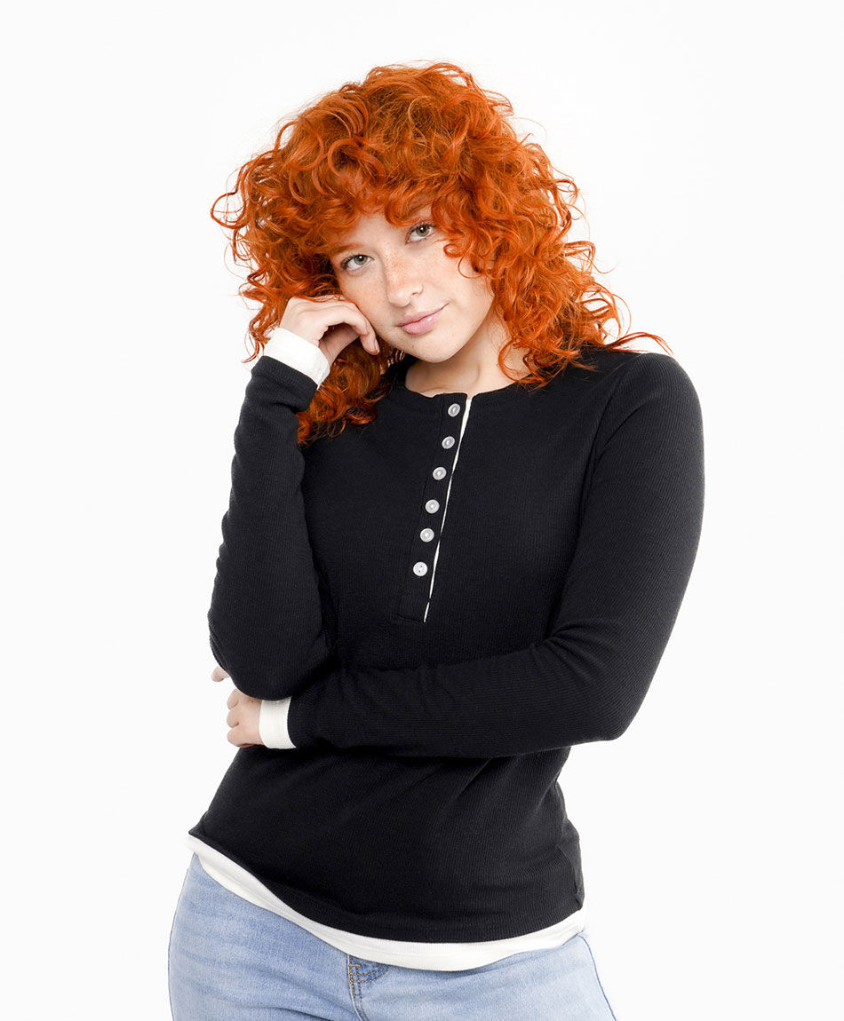 Polera mujer cuello abotonado white