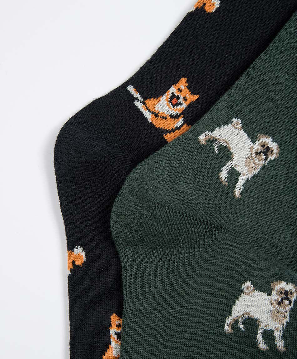 Pack 2 calcetines hombre dise&ntilde;o perritos