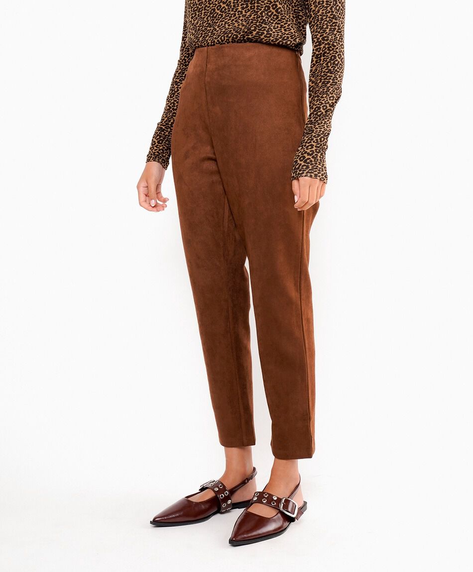 Pantal&oacute;n mujer suede caf&eacute;