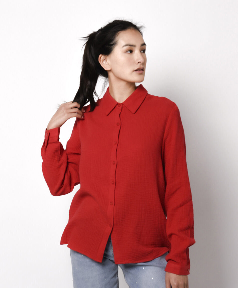 Blusa mujer camisera roja