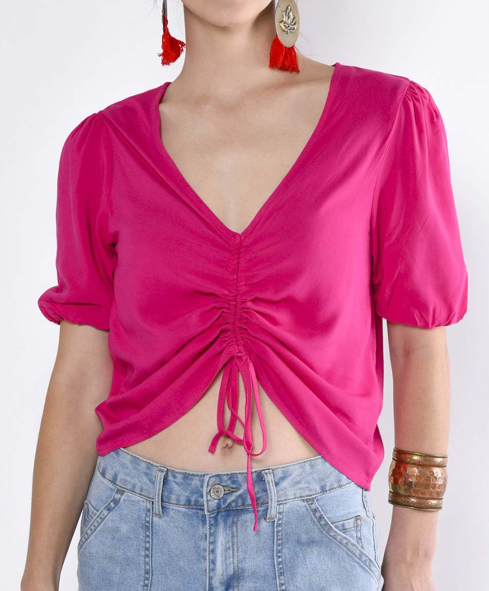 Blusa crop manga corta