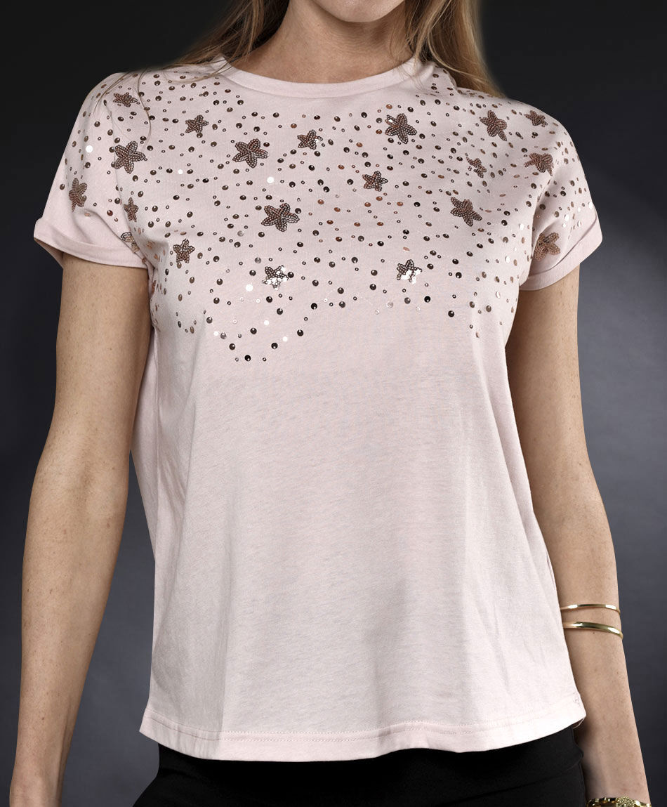 Polera oversize manga mini cuello redondo