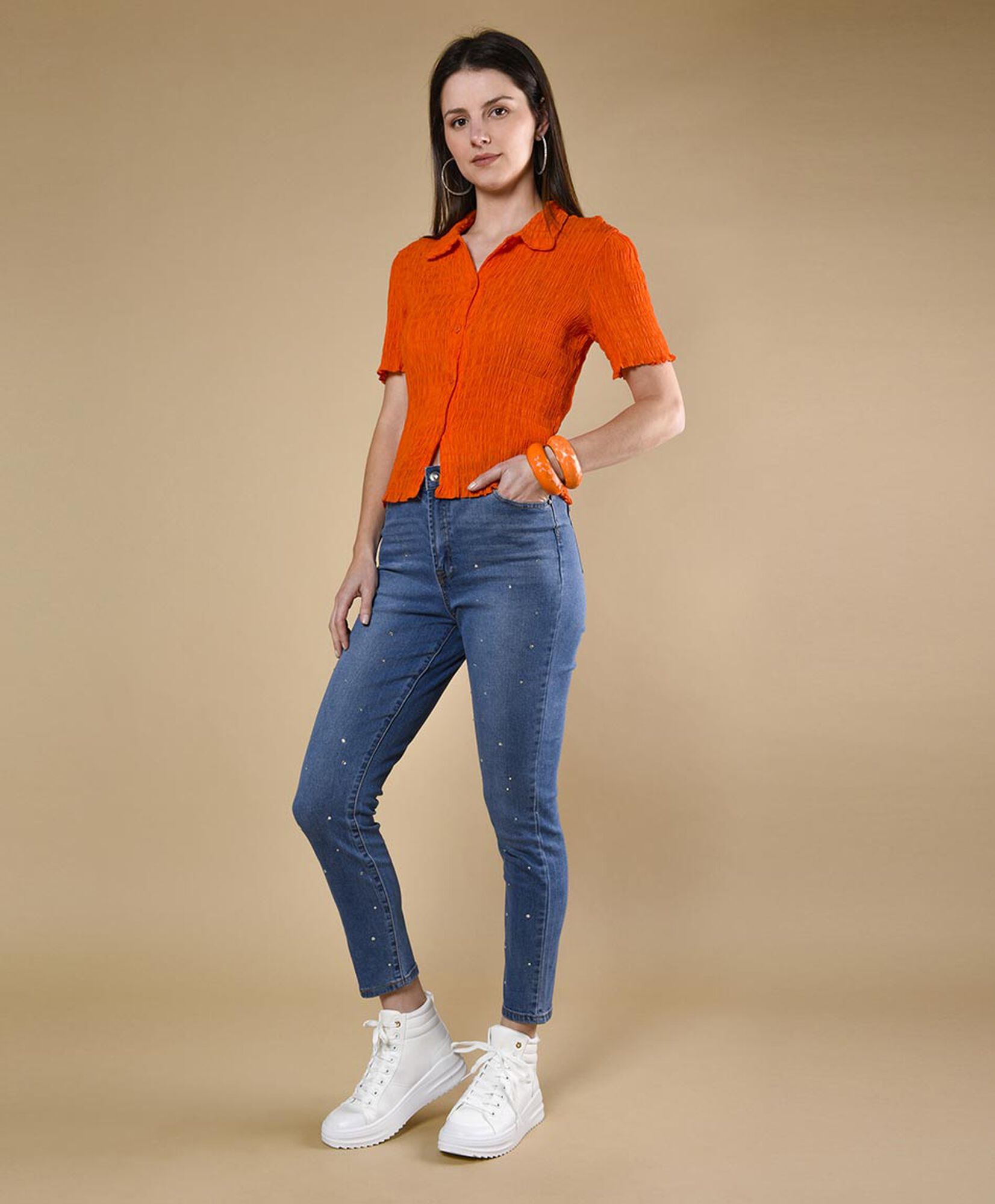 Jeans tiro alto brillos Jeans tiro alto brillos
