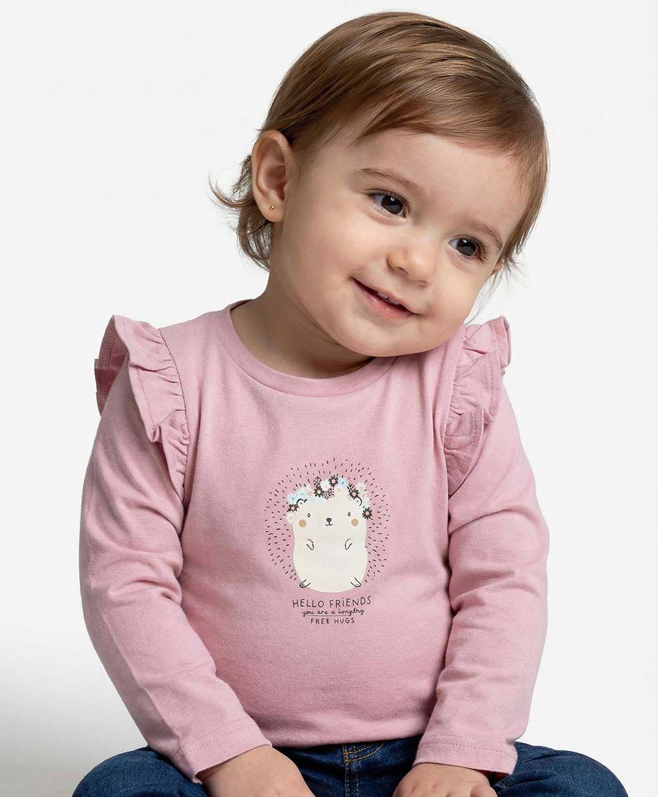 Polera beb&eacute; manga larga dise&ntilde;o erizo