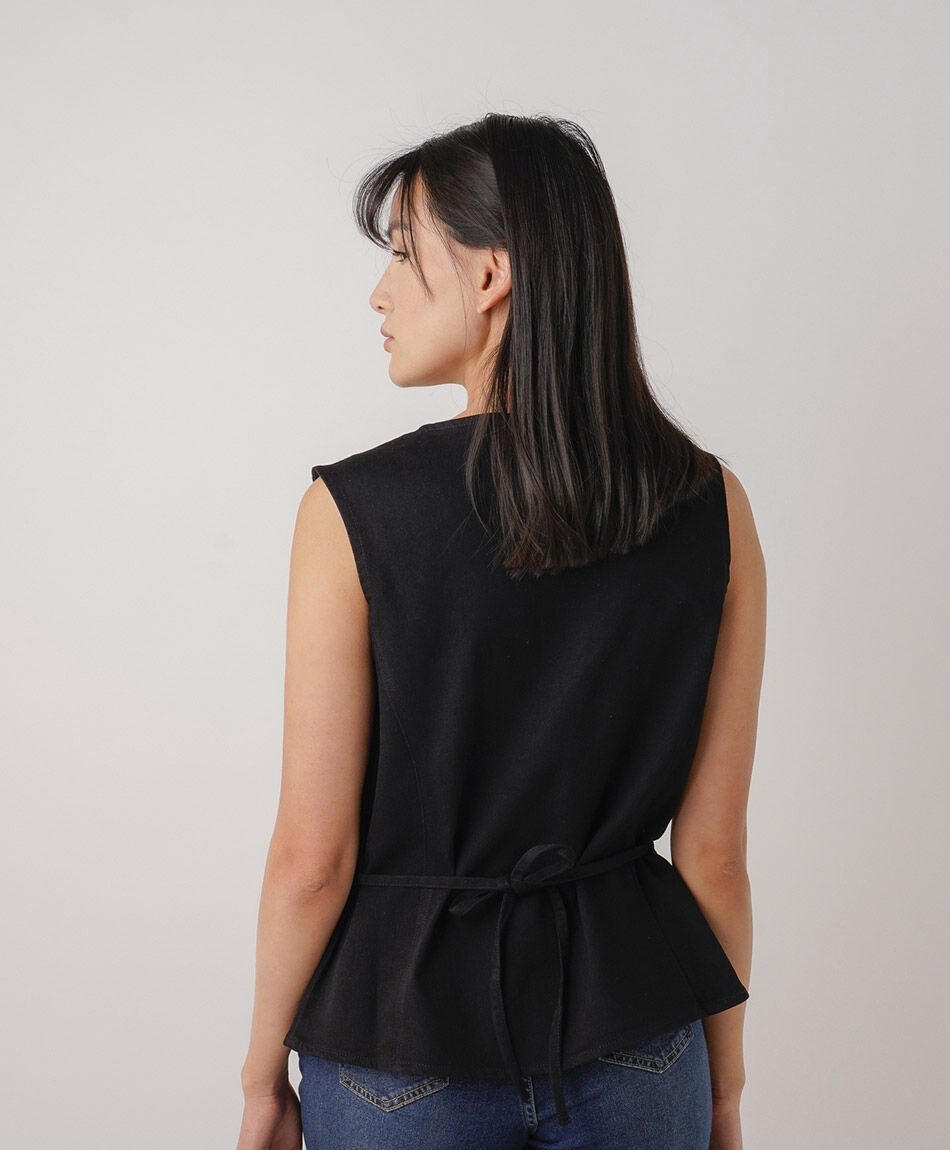 Vest mujer denim negro
